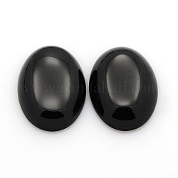 Natürlichen Edelstein Cabochons, Oval, schwarz Achat, 25x18x5~7 mm