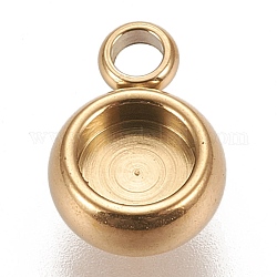 Ионное покрытие (ip) 304 подвеска из нержавеющей стали с кабошоном, кружева края ободок чашки, плоско-круглые, золотые, лоток : 4 мм, 9x6.5x3 мм, отверстие : 1.8 мм