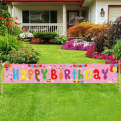 Полиэстер висит баннеры детский день рождения, день рождения идея знак поставки, с днем ​​рождения, розовые, 300x50 см