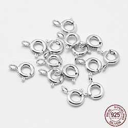 925 fermaglio ad anello a molla in argento sterling rodiato, trattare con galvanostegia, platino, 9x6x1.5mm, Foro: 3 mm