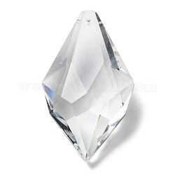 Ciondoli di vetro trasparente, sfaccettato, rombo, per lampadari pendenti in cristallo, chiaro, 76x43.5x22mm, Foro: 2 mm