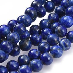 Chapelets de perle en lapis-lazuli naturel, ronde, 6.5mm, Trou: 1mm, Environ 58~63 pcs/chapelet, 15.5 pouce (395 mm)