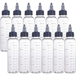 Benecreat 12 Uds 110 ml escala botellas de plástico vacías para apretar con tapa giratoria negra botellas dispensadoras graduadas para tinta líquida, aceites, geles, Pegamento