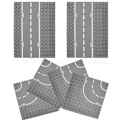 Olycraft 6pcs 2 plaques de base de route en plastique de style, ville rue droite route bâtiment, pour les jouets de blocs de construction, rectangle, grises , 192~255x192x6mm