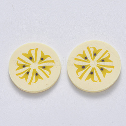 Кабошоны из полимерной глины ручной работы, банан, светло-желтый, 20~21x2 мм