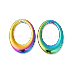 Ionenbeschichtung (IP) 304 Verbindungsringe aus Edelstahl, Oval, Regenbogen-Farb, 26.5x19.5x2.7 mm, Innendurchmesser: 17x13 mm