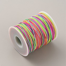 Cordón elástico de poliéster redondo, segmento teñido, con carrete, colorido, 1mm, alrededor de 109.36 yarda (100 m) / rollo