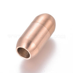 304 Magnetverschluss aus Edelstahl mit Klebeenden, matt, Kolumne, Roségold, 19x9 mm, Bohrung: 5 mm