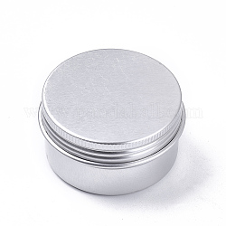 Lattine di alluminio rotonde, vaso di alluminio, contenitori di stoccaggio per cosmetici, candele, caramelle, con coperchio a vite, platino, 5x2.6cm
