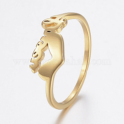 Revestimiento iónico (ip) 304 anillas de acero inoxidable, corazón, dorado, tamaño de 5~9, 15~19mm
