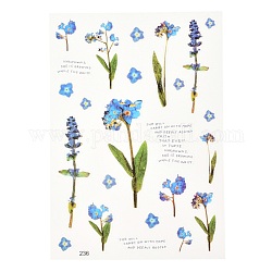 Autocollants auto-adhésifs en plastique imperméables, motif de fleur, lumière bleu ciel, 15x10.5x0.01 cm
