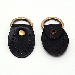 Accessoires aus echtem Leder, mit antikem Bronze Eisen d Ring, Taschenersatzzubehör, Schwarz, 51x31x1 mm, Loch: 1.5 mm und 9x19 mm