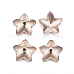 Ion Plating(IP) 304 Stainless Steel Flower Bead Cap, 5-Petal, Rose Gold, 7x7.5x2mm, Hole: 0.8mm