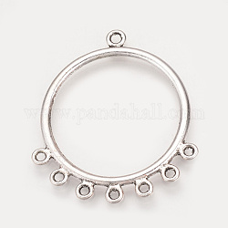 Stile tibetano in lega di componenti per lampadari, anello,  cadmio& piombo libero, argento antico, 43x37.5x2mm, Foro: 1.5 mm, circa 335pcs/1000g