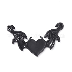 Сплав эманель большие подвески, сердце с крыльями, электрофорез черный, чёрные, 34x54x3 мм, отверстие : 1.5 мм