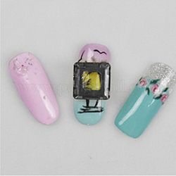 Cabochons en verre, accessoires nail art de décoration, carrée, noir, 10x10mm