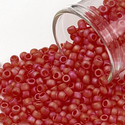 Toho runde Saatperlen, japanische Saatperlen, (165f) matt transparent ab rubinrot, 8/0, 3 mm, Bohrung: 1 mm, über 222pcs / Flasche, 10 g / Flasche