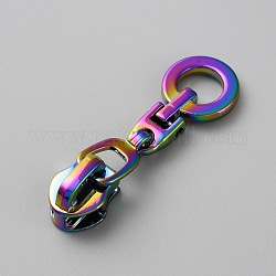 #5 Zinc Alloy Replacement Zipper Sliders, for Luggage Suitcase Backpack Jacket Bags Coat, Ring, Rainbow Color, 4.4x1.35x0.95cm
