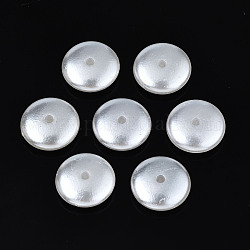 Perles d'imitation perles en plastique ABS, plat rond, blanc crème, 12x4mm, Trou: 1.6mm, environ 1330 pcs/500 g