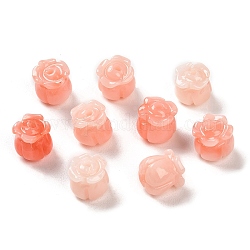 Perles synthétiques teintes en corail, fleur, Saumon, 8~8.5x8.5mm, Trou: 1.5mm