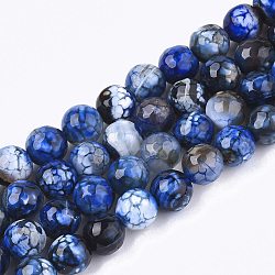 Natürliche Knistern Achat Perlen Stränge, gefärbt, facettiert, Runde, dunkelblau, 8 mm, Bohrung: 1 mm, ca. 48 Stk. / Strang, 14.9 Zoll