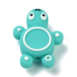 Silicone Focal Beads, Turtle, Light Sea Green, 29x22x8mm, Hole: 3mm