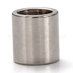 201 perline europei in acciaio inox, perline con foro grande, colonna, colore acciaio inossidabile, 8.5x8mm, Foro: 6 mm