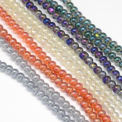 Electroplate Crystal Glass Round Beads Strands, Rainbow Color Plated, Mixed Color, 4mm, Hole: 1mm, about 105pcs/strand, 15.7 inch