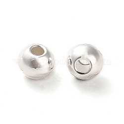 Alloy Beads, Long-Lasting Plated, Round, Silver, 4x3.3mm, Hole: 1.4mm