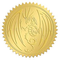 Selbstklebende Aufkleber mit Goldfolienprägung, Medaillendekoration Aufkleber, Drachenmuster, 5x5 cm
