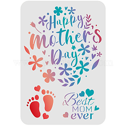 FINGERINSPIRE Happy Mother's Day Stencils 29.7x21cm Flower Wreath Baby Foot Pattern Decoration Stencils Best Mom Ever Drawing Stencil for Painting on Wood, Floor, Wall, Fabric