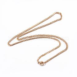 304 Stainless Steel Curb Chain Necklaces, with Lobster Claw Clasps, Golden, 19.7 inch(50cm), 3mm