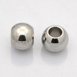 Rondelle 201 perline europei in acciaio inox, perline con foro grande, colore acciaio inossidabile, 10x8mm, Foro: 5 mm