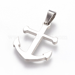 Trendy Necklace Findings Anchor 304 Stainless Steel Pendants, Stainless Steel Color, 27x20x2mm, Hole: 6x4mm