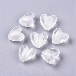 Perles en verre d'argent feuille manuelles, cœur, clair, 20x20x13mm, Trou: 2mm