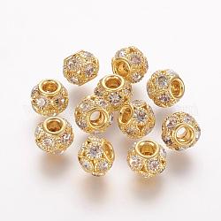 Perline in ottone, con grado a  rhinestone, rondelle, oro, cirstallo, 12x10mm, Foro: 4 mm