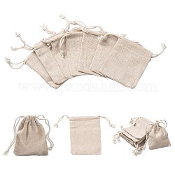 Borse coulisse imballaggio cotone sacchetti, sacchetti bustina regalo, bustina di tè riutilizzabile in mussola, grano, 10x8cm