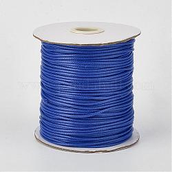 Cordon en polyester ciré coréen écologique, bleu, 2mm, environ 90yards / rouleau (80m / rouleau)