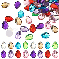 Fingerinspire 80pcs 8 couleurs autocollant de bijoux extra large, cabochon adhésif strass acrylique, avec autocollant, facette, larme, couleur mixte, 2.5x1.8x0.5 cm, 10 pcs / couleur