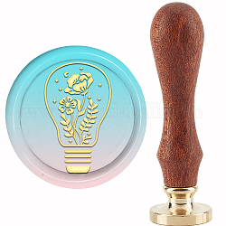 CRASPIRE Flower in Bulb Wax Seal Stamp Stars Moon Sealing Wax Stamp 30mm/1.18inch Removable Brass Head Sealing Stamp with Wooden Handle for Birthday Invitations Cards Gift Wrap
