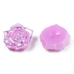 Кабошоны из непрозрачного абс-пластика, с покрытием AB цвета, роза, фиолетовые, 18x17x6.5 мм