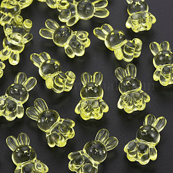 Perline acrilico trasparente, coniglio, giallo, 24.5x14.5x11mm, Foro: 2.5 mm, circa 300pcs/500g