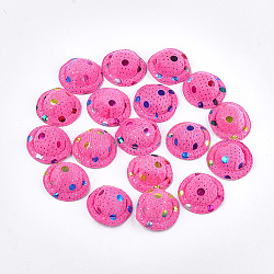 Samthut Dekoration, diy Handwerk Dekoration, Polka Dot gedruckt, tief rosa, 48~50x17~18 mm, ca. 100 Stk. / Beutel