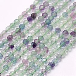 Chapelets de perles en fluorite naturel, facette, ronde, 4mm, Trou: 0.5mm, Environ 96 pcs/chapelet, 15.5 pouce (39.5 cm)