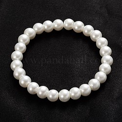 Trendy Glasperlen Perlen Stretch-Armbänder, creme-weiß, 54 mm