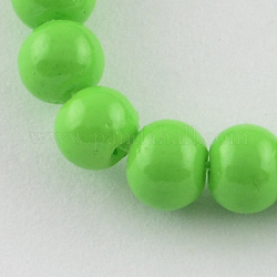 プリントガラスビーズ連売り  焼き付け塗料  ラウンド  薄緑  10mm  穴：1.3~1.6mm  約80個/連  31.4インチ