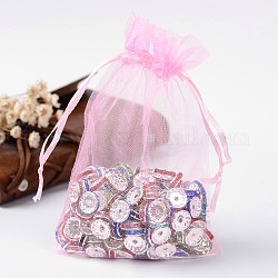 Sacs-cadeaux en organza avec cordon de serrage, pochettes à bijoux, fête de mariage cadeaux de noël sacs-cadeaux, rose, 15x10 cm