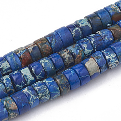 Синтетические имперские нитки из бисера яшмы, Heishi бусы, Плоский круглый / диск, синие, 6~6.5x3~3.5 мм, отверстие : 1 мм, около 113 шт / нитка, 15.5 дюйм