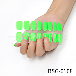 Pegatinas de uñas de cubierta completa de arte de uñas, pegatinas de polvo de brillo, autoadhesivo, para decoraciones con puntas de uñas, verde césped, 13.6x8x0.9 cm, 16pcs / hoja
