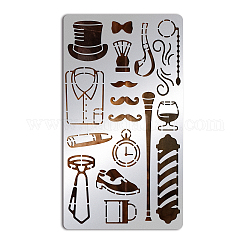 BENECREAT Gentleman Elements Metal Stencil, 7x4inch Reusable Hollow Out Painting Template for Painting, Wood Burning, Journaling, 0.5mm Thick